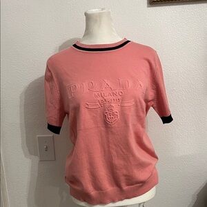 Designer inspired Coral Short Sleeve Top with Black Accents